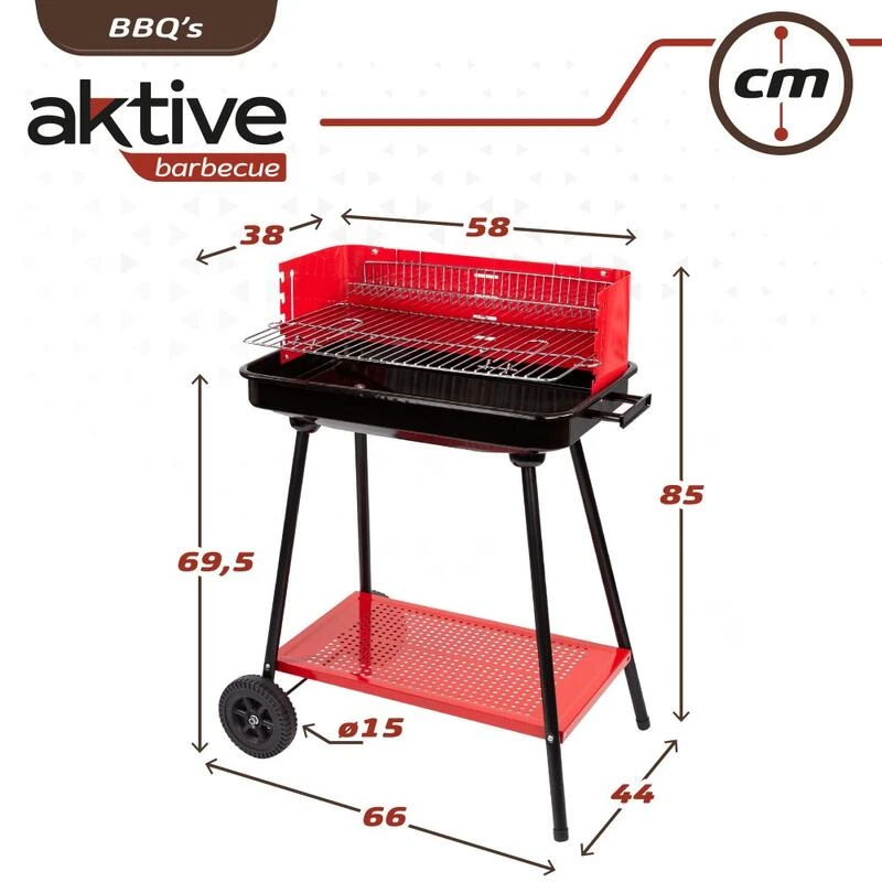 Barbecue Portable Au Charbon De Bois Pour 4 Niveaux Aktive - Image 6