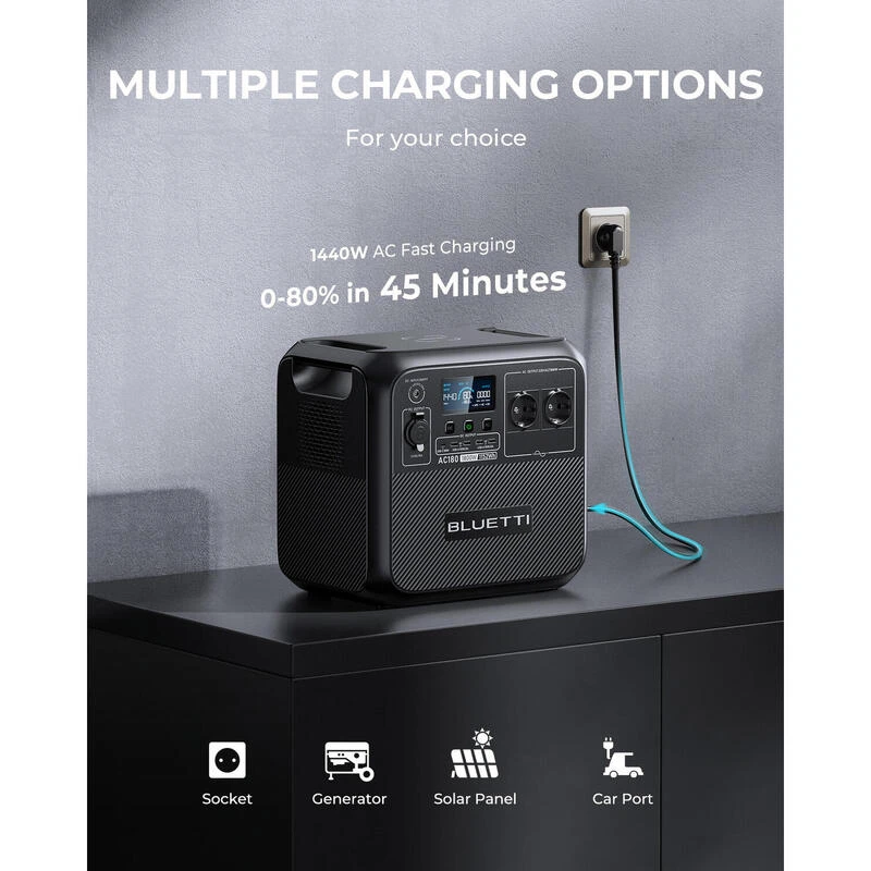BLUETTI Générateur Électrique Portable AC180 1152Wh Batterie LiFePO4 Pour Voyage - Image 4