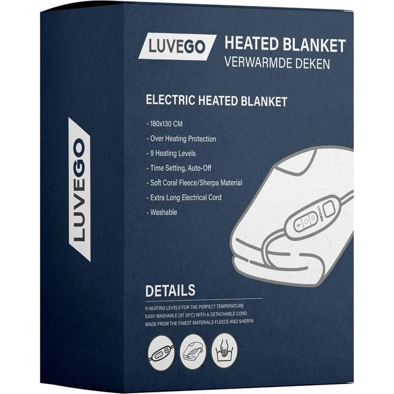 Couverture Électrique Luvego Avec Polaire/Sherpa - Brun Foncé - Image 2