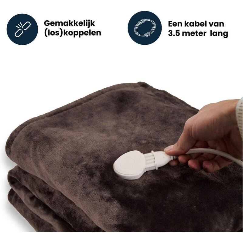 Couverture Électrique Luvego Avec Polaire/Sherpa - Brun Foncé - Image 5