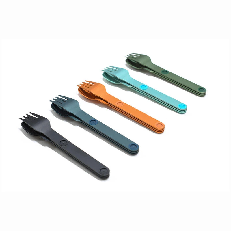 SET COMPLET DE 5 JEUX DE 3 COUVERTS MAGNÉTIQUES CAMPING EN ALUMINUM DUR - ÉTUI - Image 2