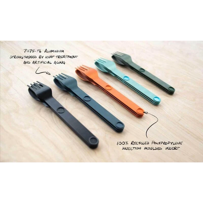 SET COMPLET DE 5 JEUX DE 3 COUVERTS MAGNÉTIQUES CAMPING EN ALUMINUM DUR - ÉTUI - Image 7