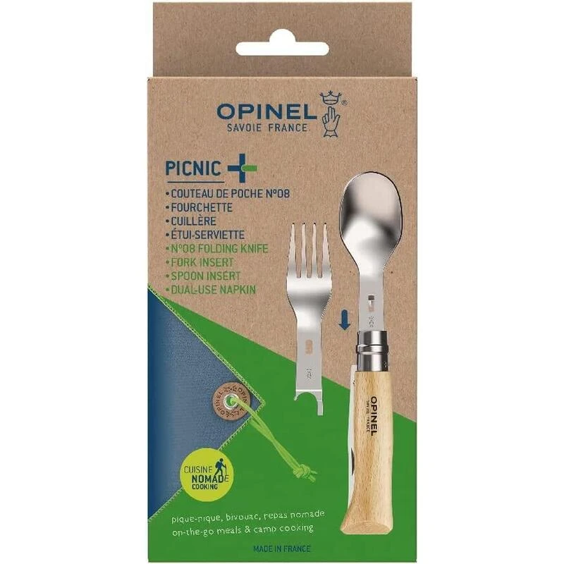 Set Complet Opinel Picnic+ - Opinel N°8 + Embouts Cuillère Et Fourchette - Image 2