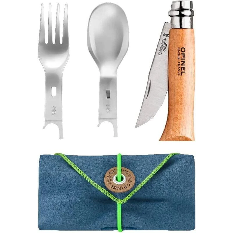 Set Complet Opinel Picnic+ - Opinel N°8 + Embouts Cuillère Et Fourchette