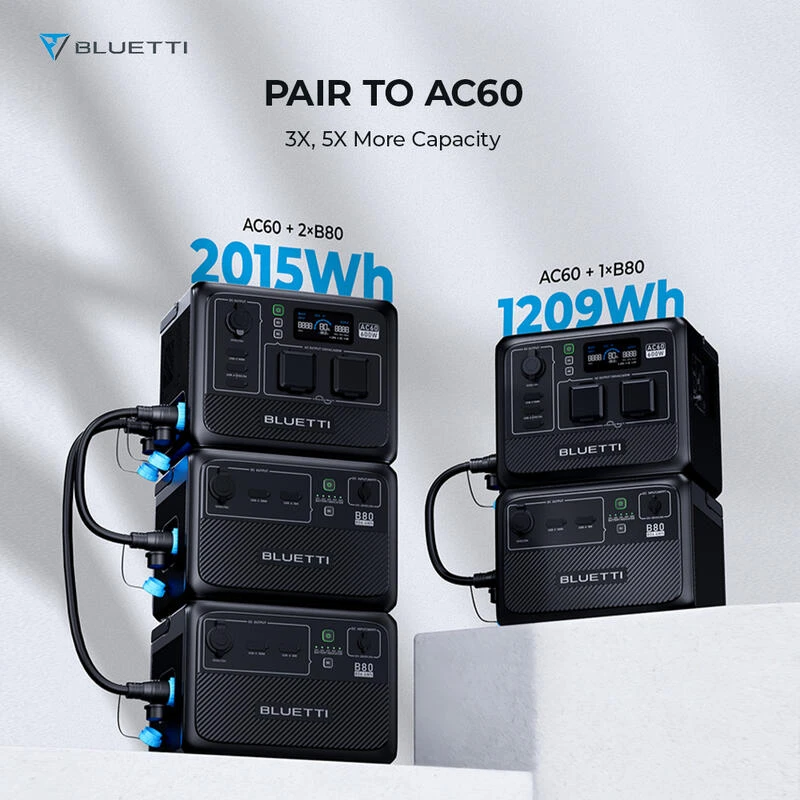 Station Électrique Portable BLUETTI AC60+B80+PV120 Pour Camping - Image 6