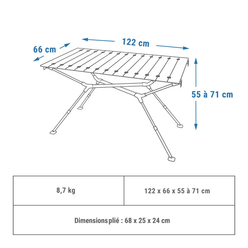 Quechua TABLE DE CAMPING COMPACTE 4/6 PERSONNES - PLATEAU BOIS - POCHE DE RANGEMENT - Image 2