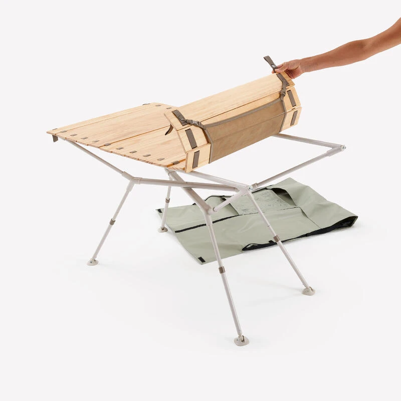 Quechua TABLE DE CAMPING COMPACTE 4/6 PERSONNES - PLATEAU BOIS - POCHE DE RANGEMENT - Image 8
