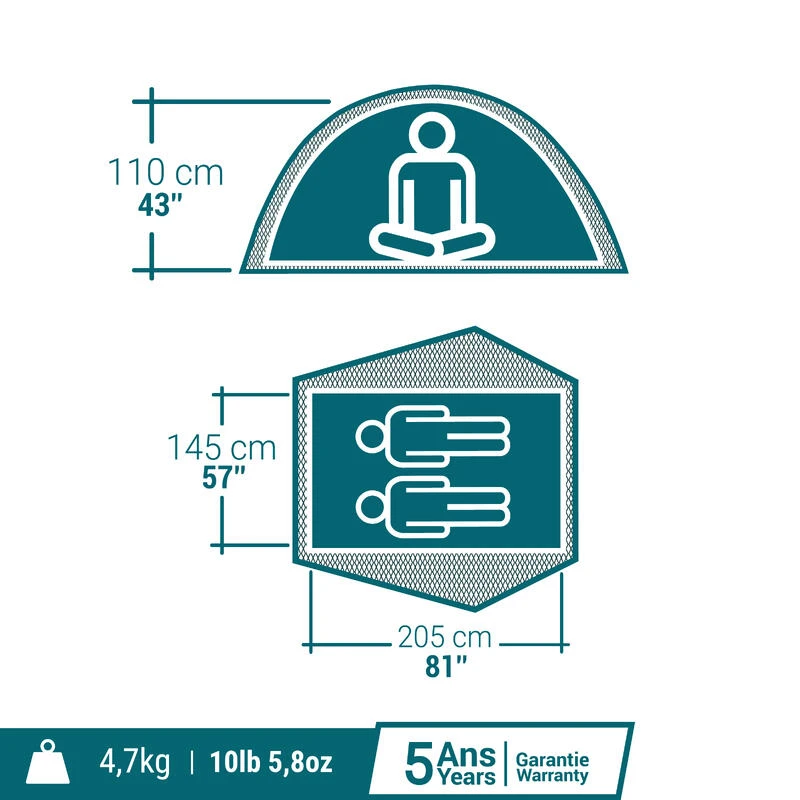 Quechua Tente De Camping - 2 SECONDS EASY - 2 Places - Image 2